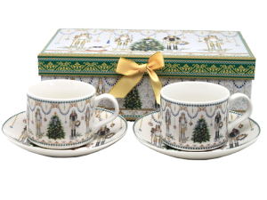 KPL. 2 FILIŻANKI+2 SPODKI+ 2 ŁYŻECZKI BOX 18