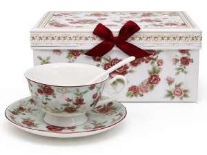 FILIŻANKA Z PODSTAWKĄ I ŁYŻECZKĄ BOX-48